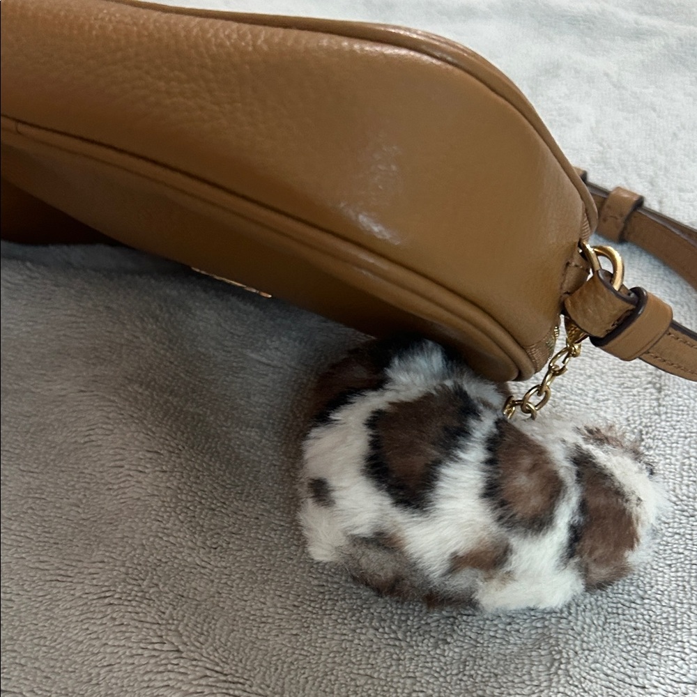 Coach Tan Pebbled Leather Crossbody Bag with Heart Charm - Picture 4 of 11